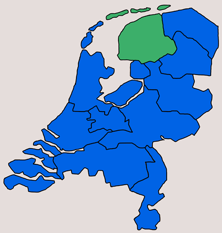 Kaart van Nederland provincie Friesland