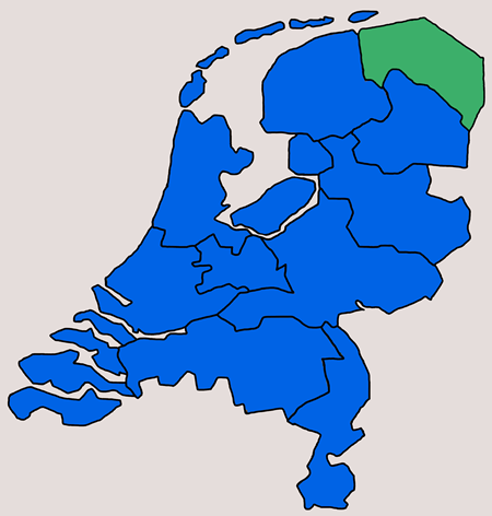 Kaart van Nederland provincie Groningen