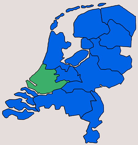 Kaart van Nederland provincie Zuid-Holland