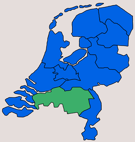 Kaart van Nederland provincie Noord-Brabant