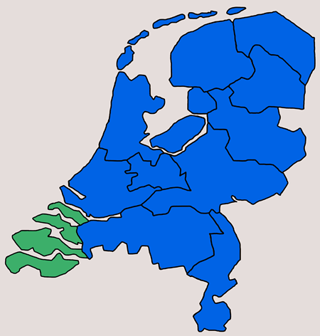 Kaart van Nederland provincie Zeeland